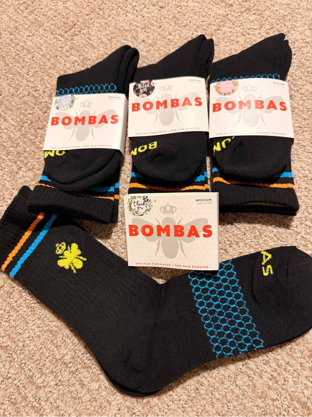4 Pack of Crew Bombas Socks